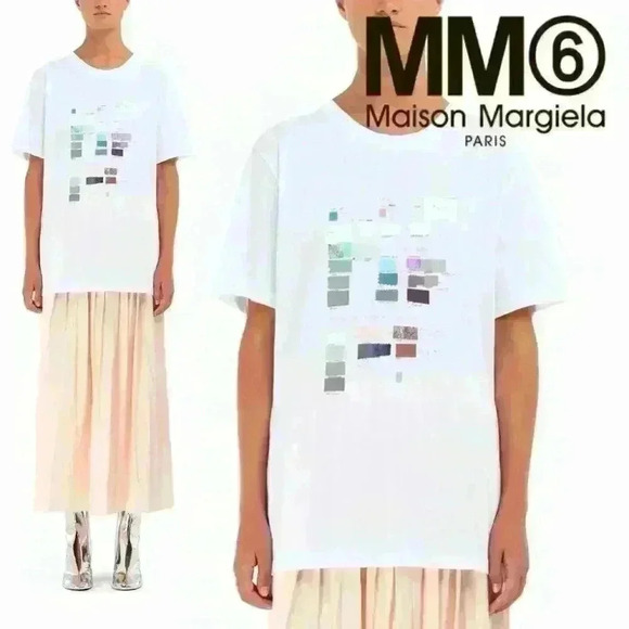 MM6 Maison Martin Margiela Tops - MM6 Maison Margiela Swatch Print Relaxed Fit Jersey T-shirt